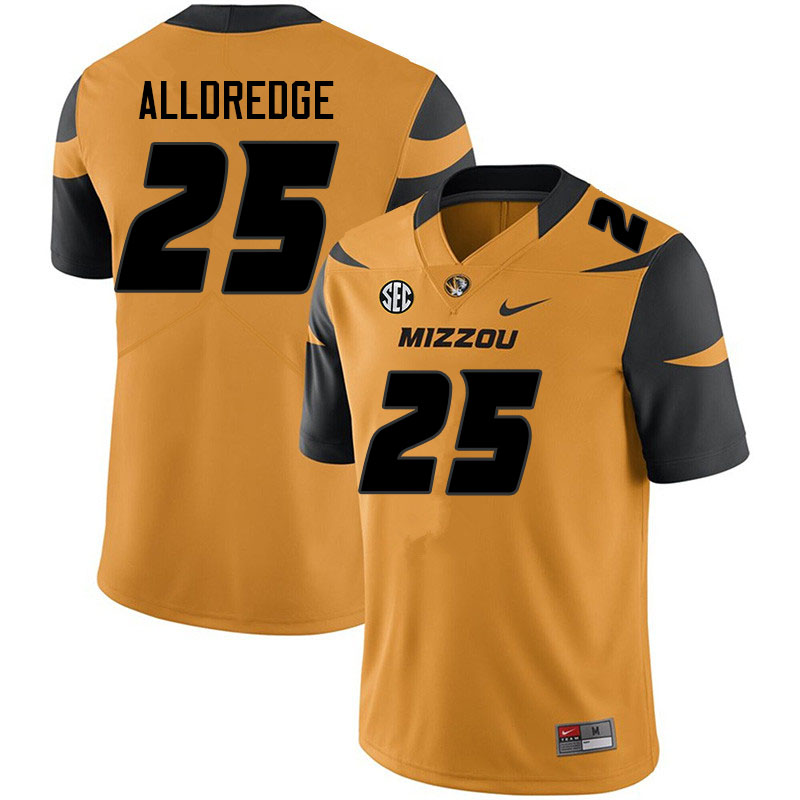 Men #25 Blaze Alldredge Missouri Tigers College Football Jerseys Sale-Yellow